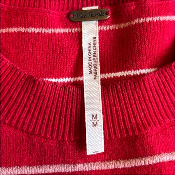 Free People Red Striped Knit Two-Piece Set: skirt & sleeveless crop top, cotton - Picture 8 of 9